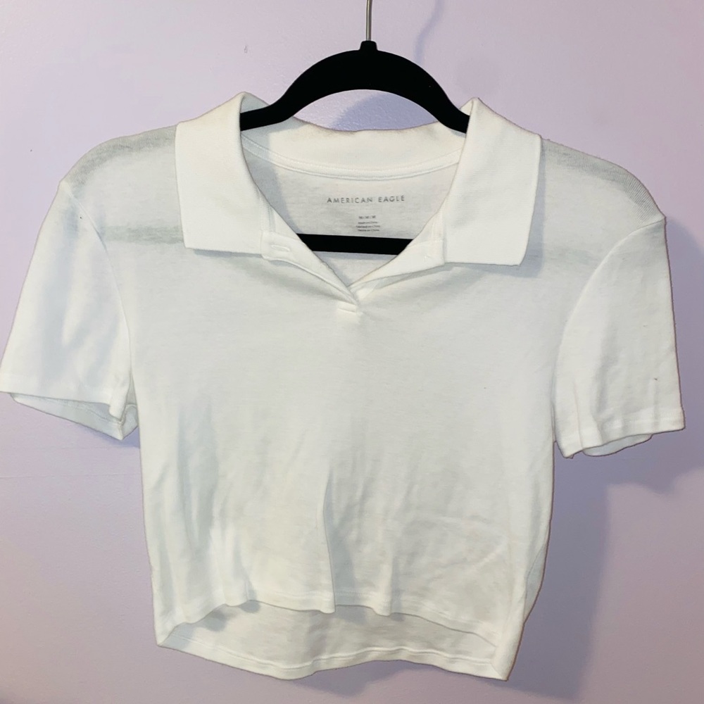 White Collared Crop Top